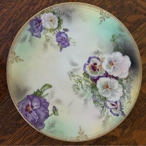 Antique Prussian China Elegant Pansy decorative plate